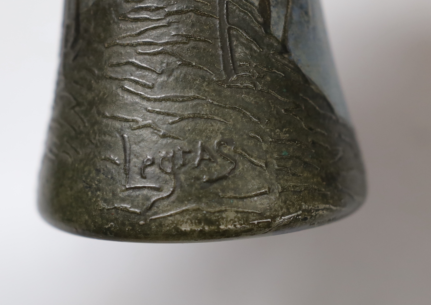 A Legras glass cameo vase of sheep grazing on a hillside, 14cm